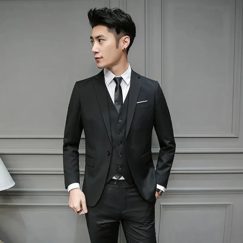 2022 Summer Comfortable Thin Elegant Men's Pants Suit Slim Blazer Vest Shirt Pants Four Piece Set Business Suit Wedding Dress