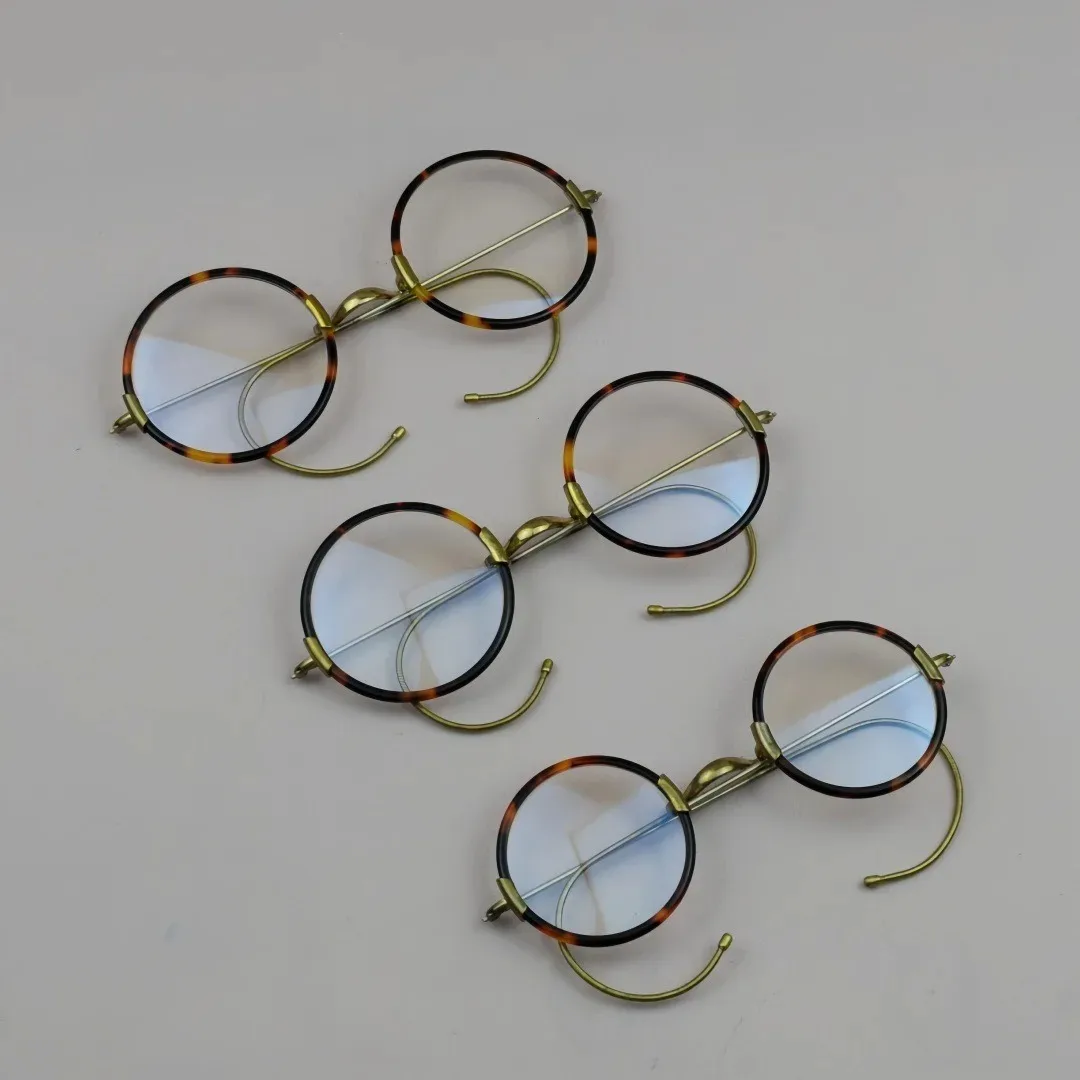 خلات سبائك خفيفة النظارات الإطار الرجال النساء الرجعية البيضاوي النظارات المستديرة موضة اليدوية إطارات النظارات #4