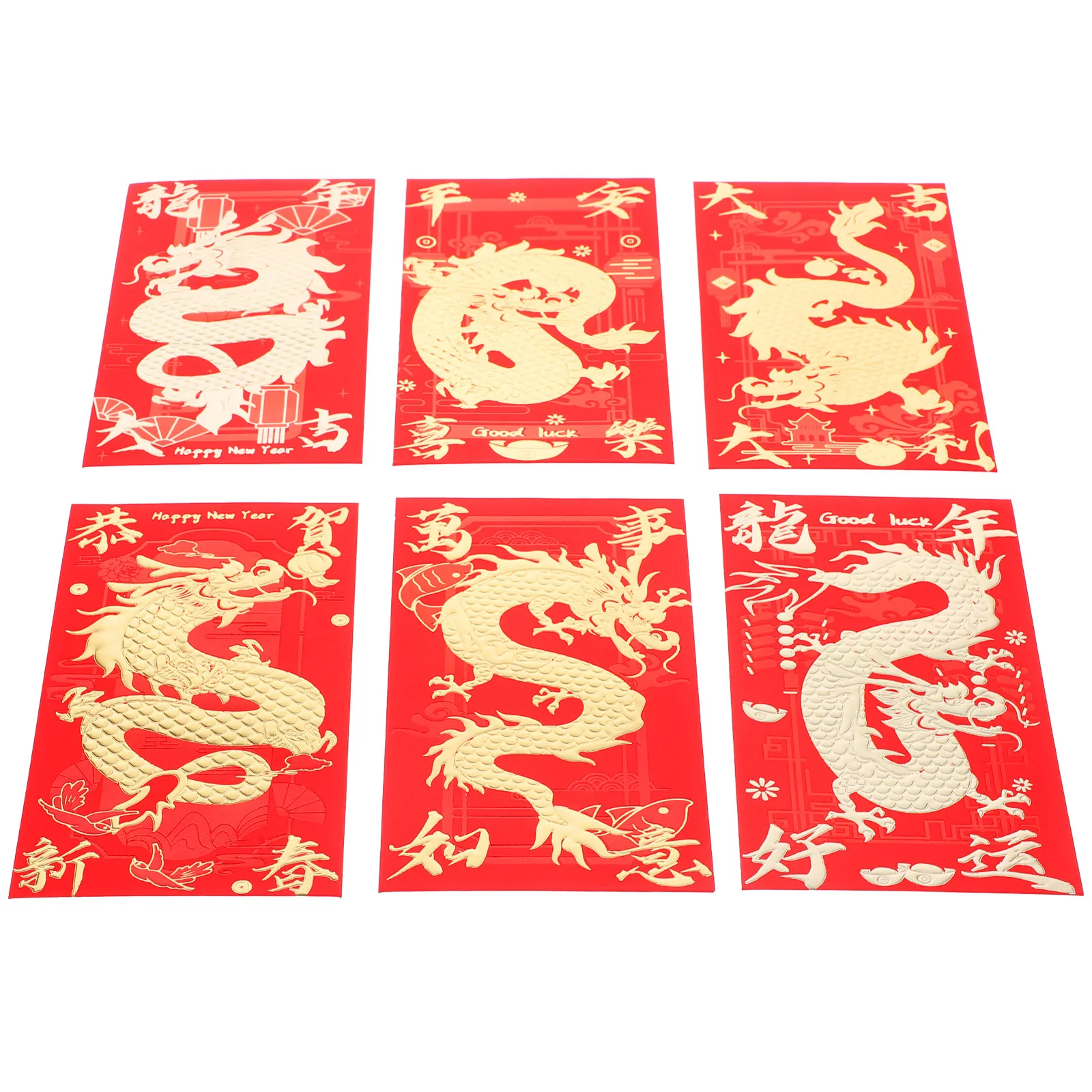 

30Pcs Packet Bags Chinese Style Red Envelopes for Spring Festival New Year Gift Cash Envelope Year of Dragon Design