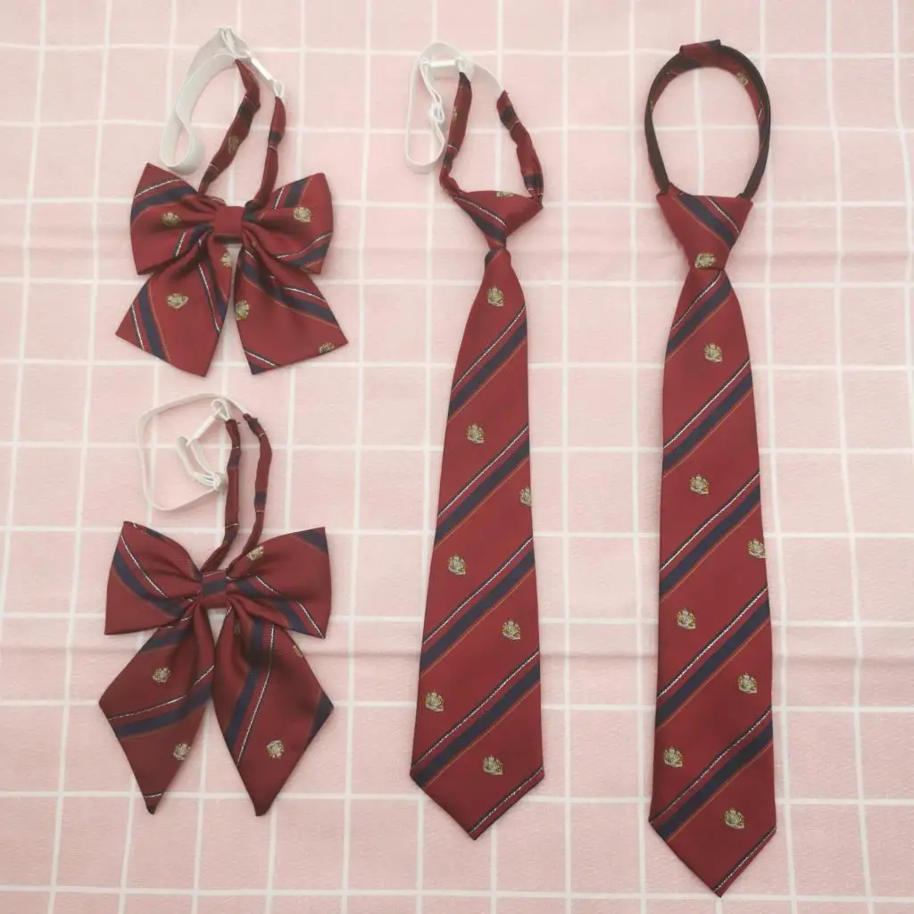 2024  japanese style jk accessories wine red crown bow tie jk collar bachelor's uniform unisex casual plaid school uniform ties