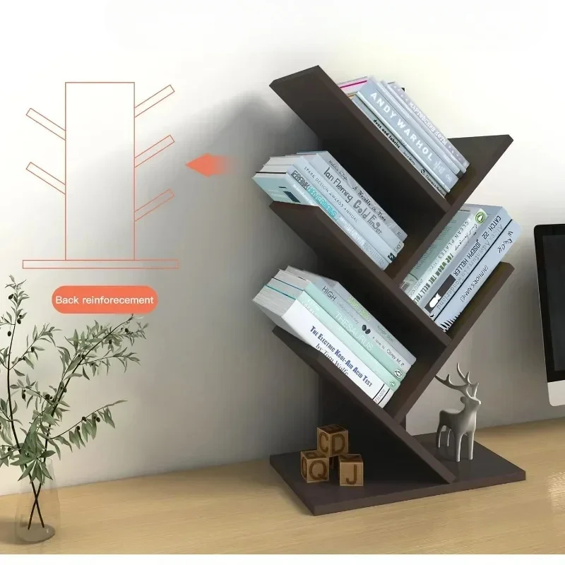 Book Tree Bookshelf,  Wood Bookshelf Tree Bookcase for Displaying Books, Magazines and More at Office, Home or School