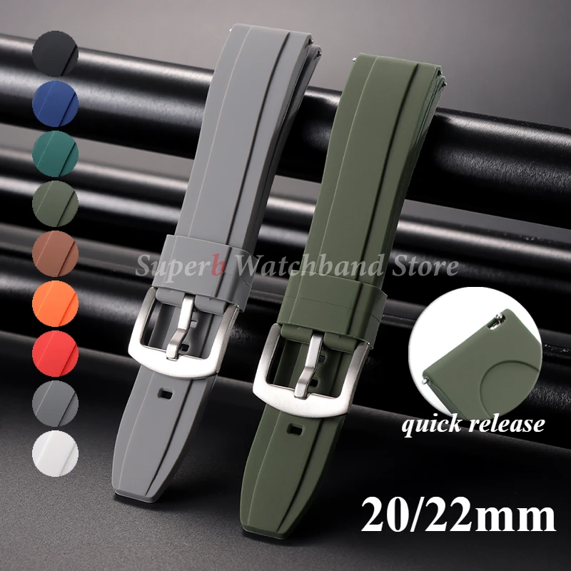 Резиновый ремешок 20 мм 22 мм для Rolex для Omega, мягкий спортивный универсальный водонепроницаемый силиконовый ремешок для часов для браслета Seiko