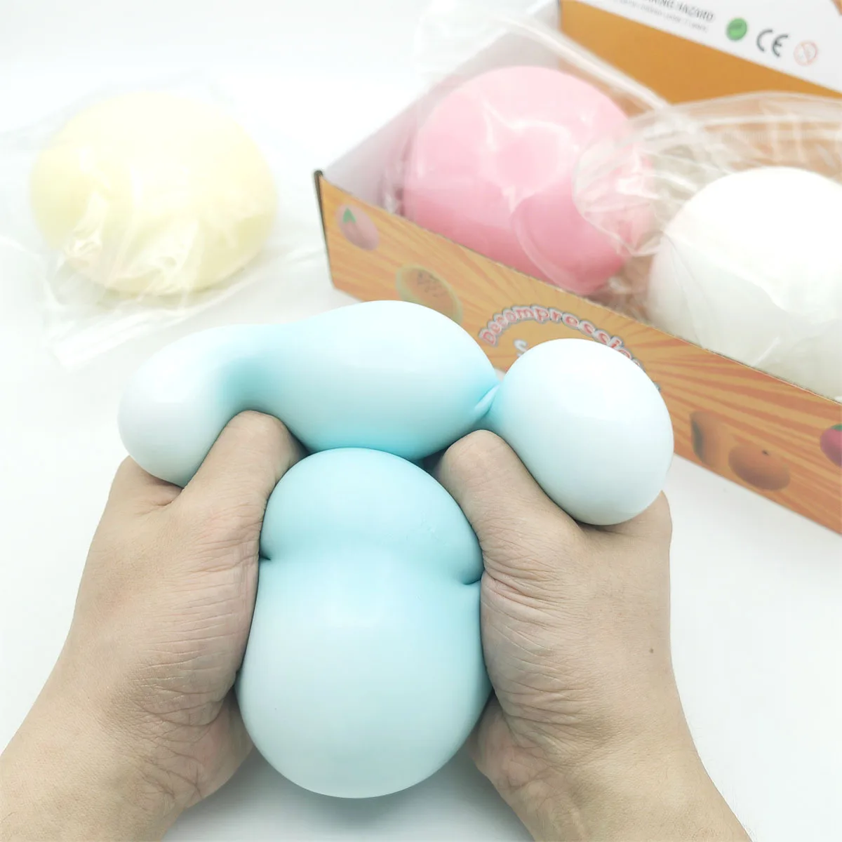 10 cm Mochi Taba Squshy Extra großer Riesenflüssigkeitskäseball, langsamer Rückprall, Stressball für Erwachsene, Stressabbau, Kinder, Festival, Paty-Geschenk