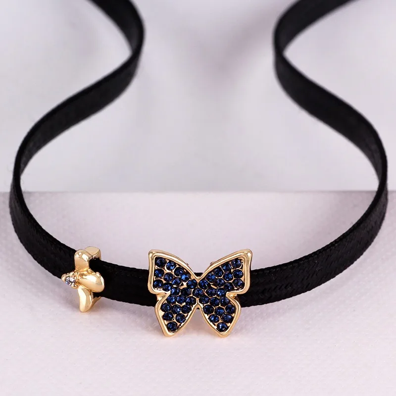 

choker necklace for women, short collarbone day butterfly personalized neck chain, black bow necklace for women