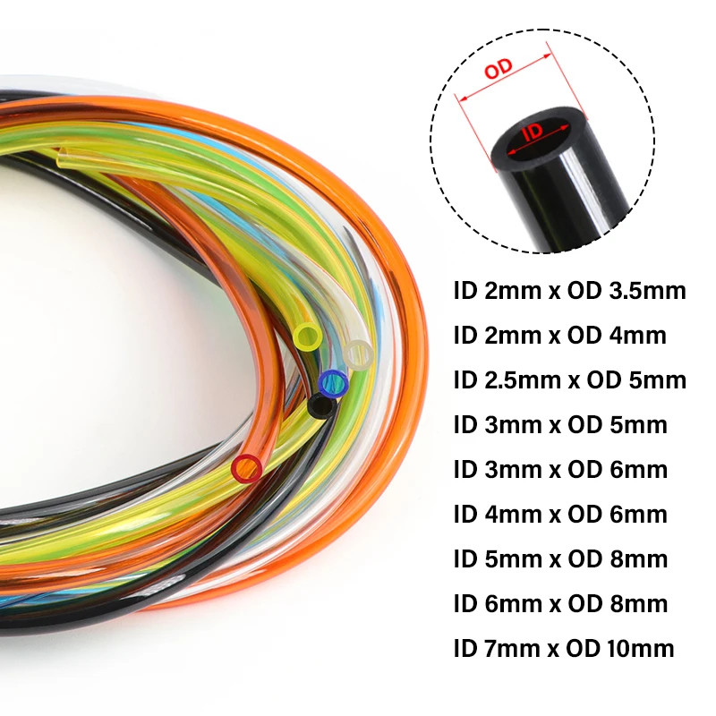 3m -10ft TPU Oil Tube 2mm 2.5mm 3mm 4mm 5mm 6mm 7mm Petrol Pipe for Motorcycle Car Oil Resistant Polyurethane Flexible Tubing