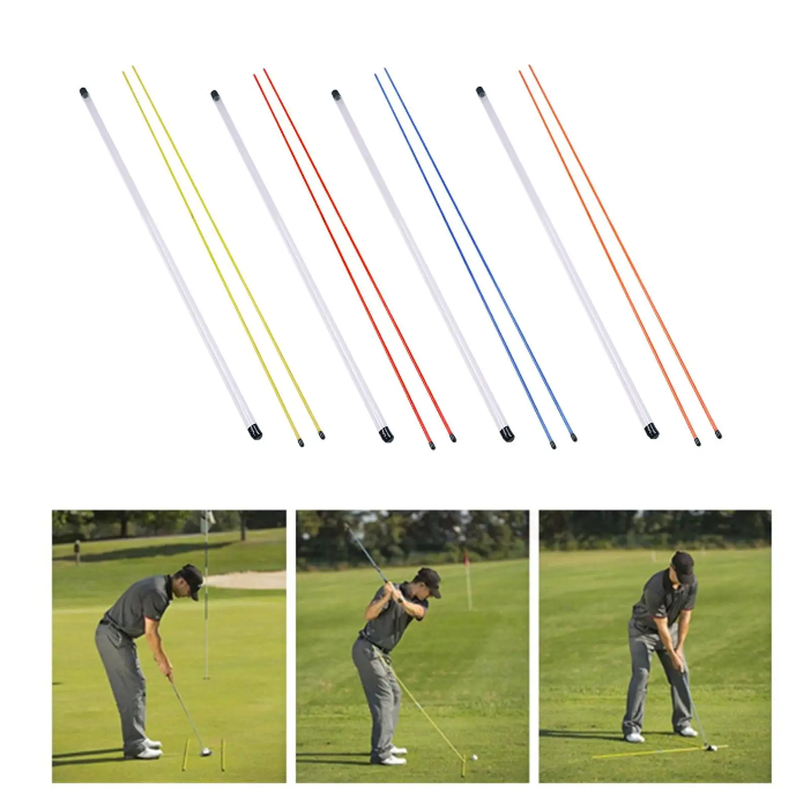 2 Pieces Golf Alignment Rods with Clear Tube Case Swing Guide Tool Portable Swing Training 122cm for Aiming Accessories