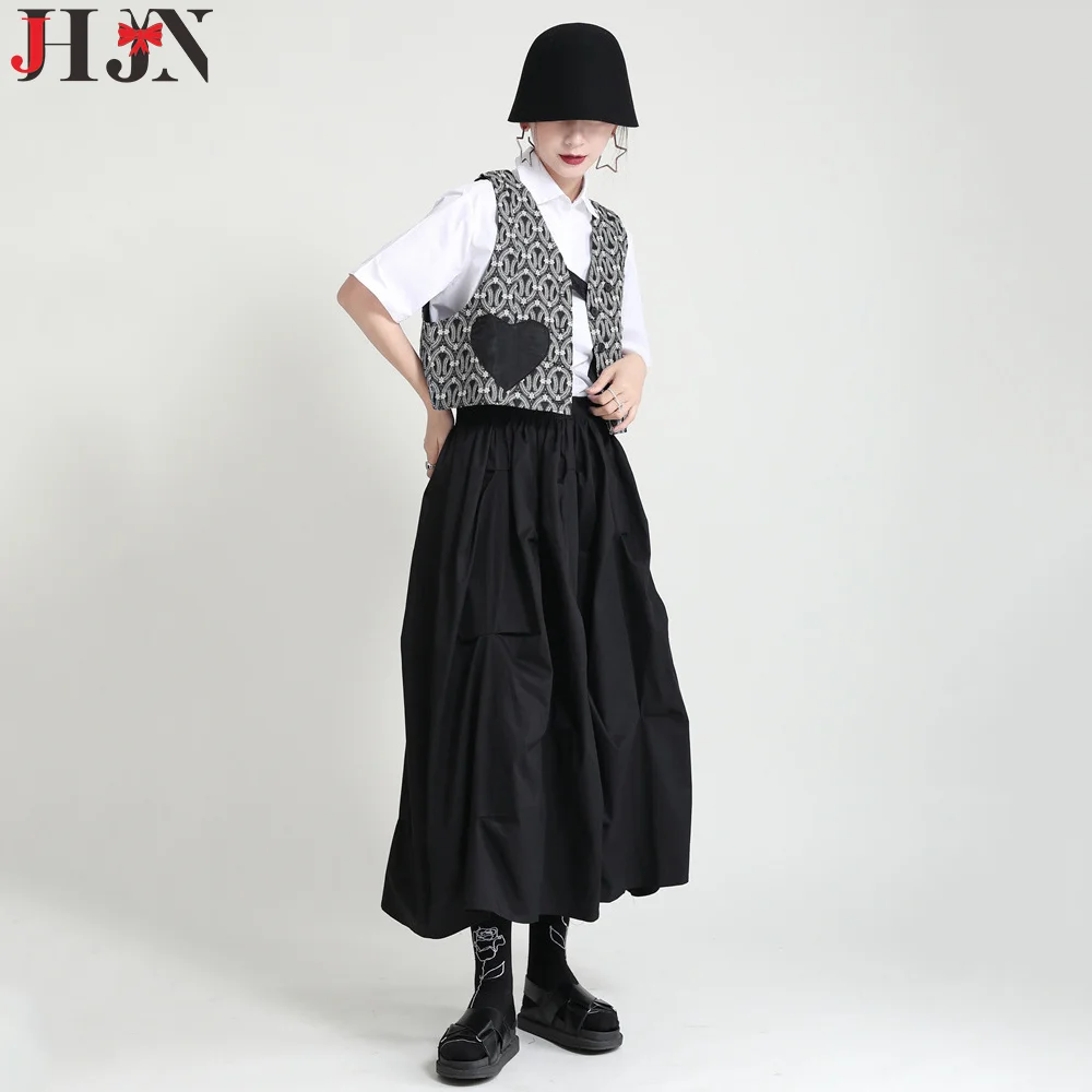 

Japan Elastic high waist Wrinkles and folds Cloud skirt Show off weight Pengpeng skirt Solid color skirt