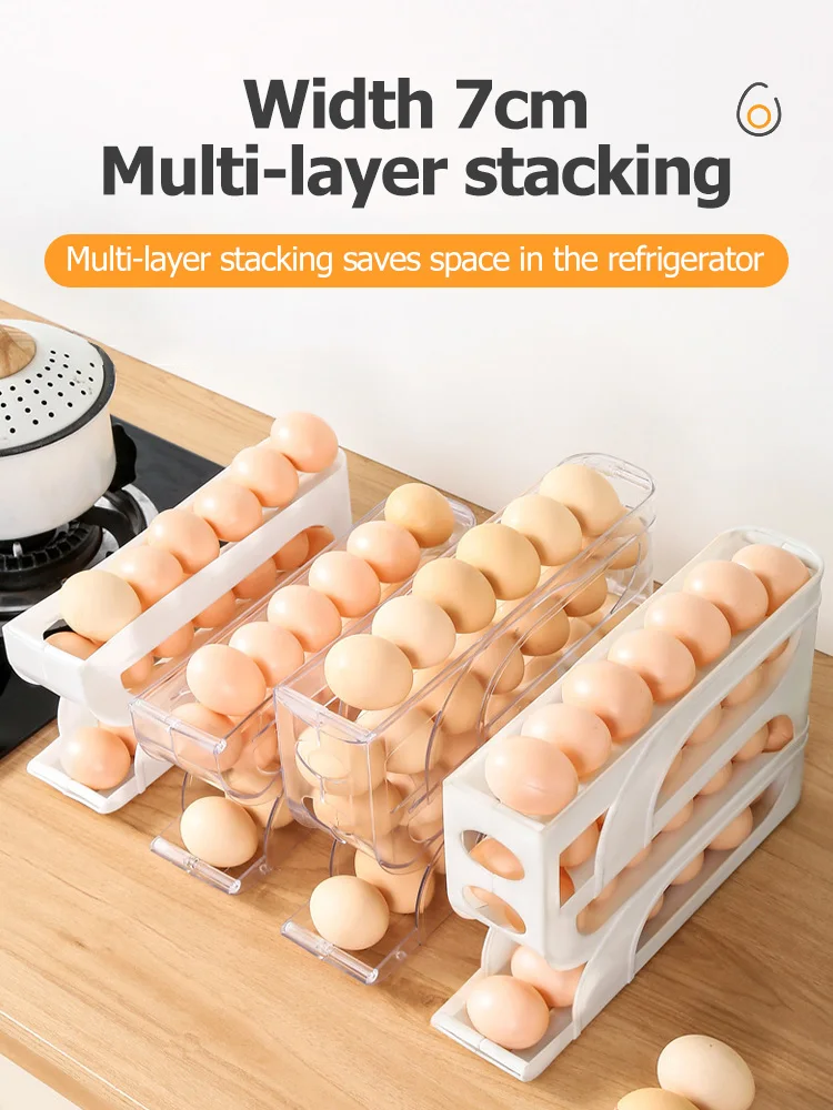 Four-layer SlideType Egg Carton Refrigerator Side Door Special Automatic Egg Roller Kitchen Egg Storage Box