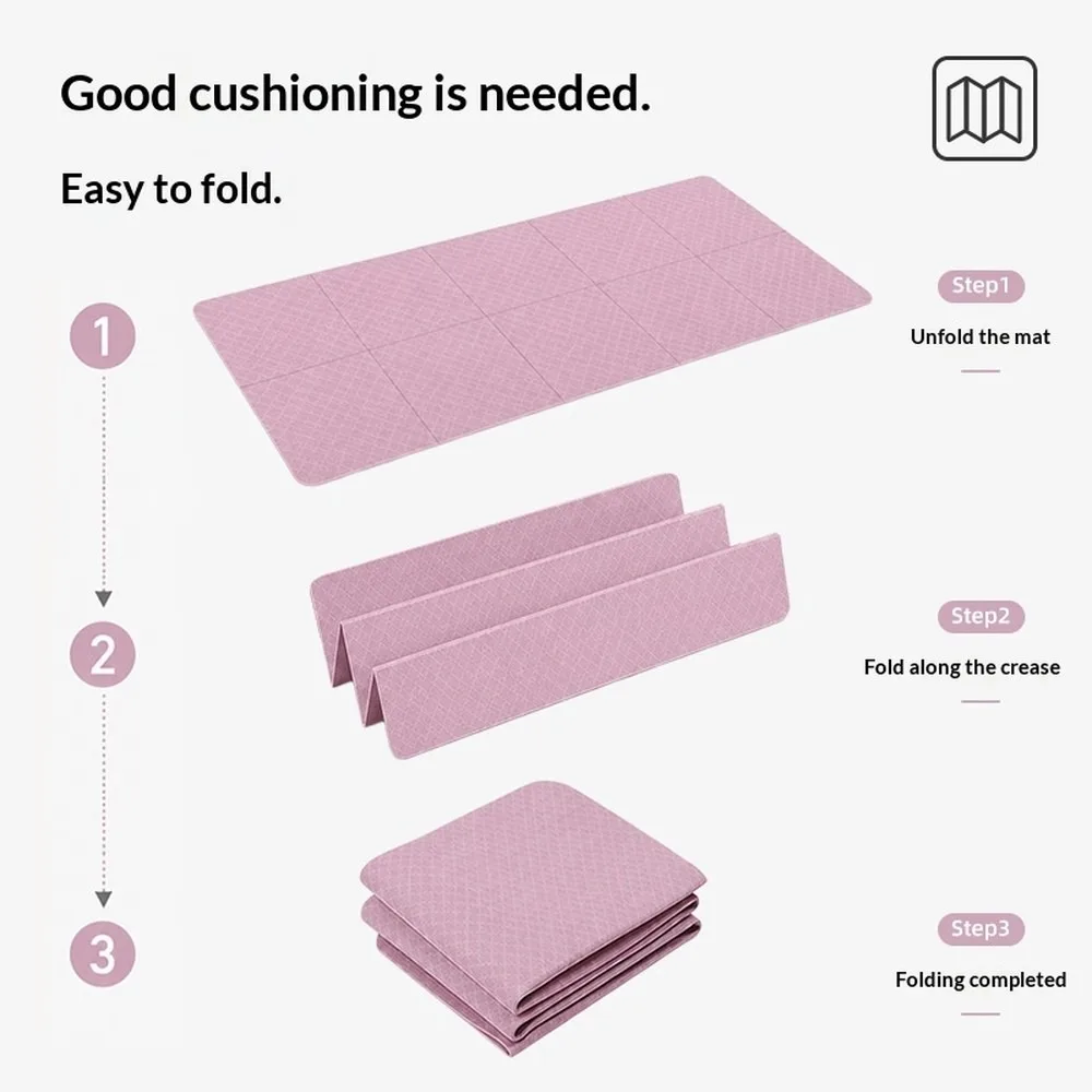 Folding thickened non-slip yoga mat, large size household exercise TPE fitness mat, lunch break pad wholesale