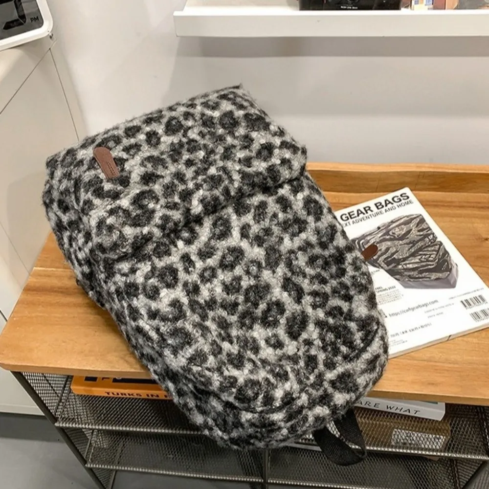 Vintage Portable Leopard Print Backpack Multi-functional Large Capacity Shoulder Bag Casual Schoolbag Casual Outings