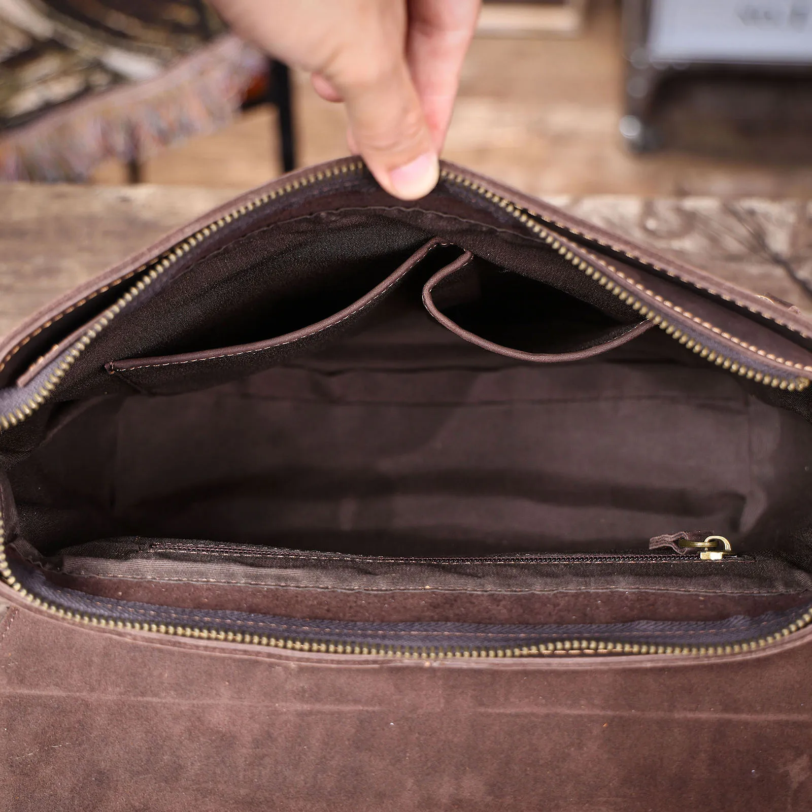 Vintage Herren-Aktentasche aus echtem Leder, 15-Zoll-Laptoptasche, Messenger-Taschen für Arbeit und Business, Crazy Horse Rindsleder-Handtasche für Männer, La – Detail 30