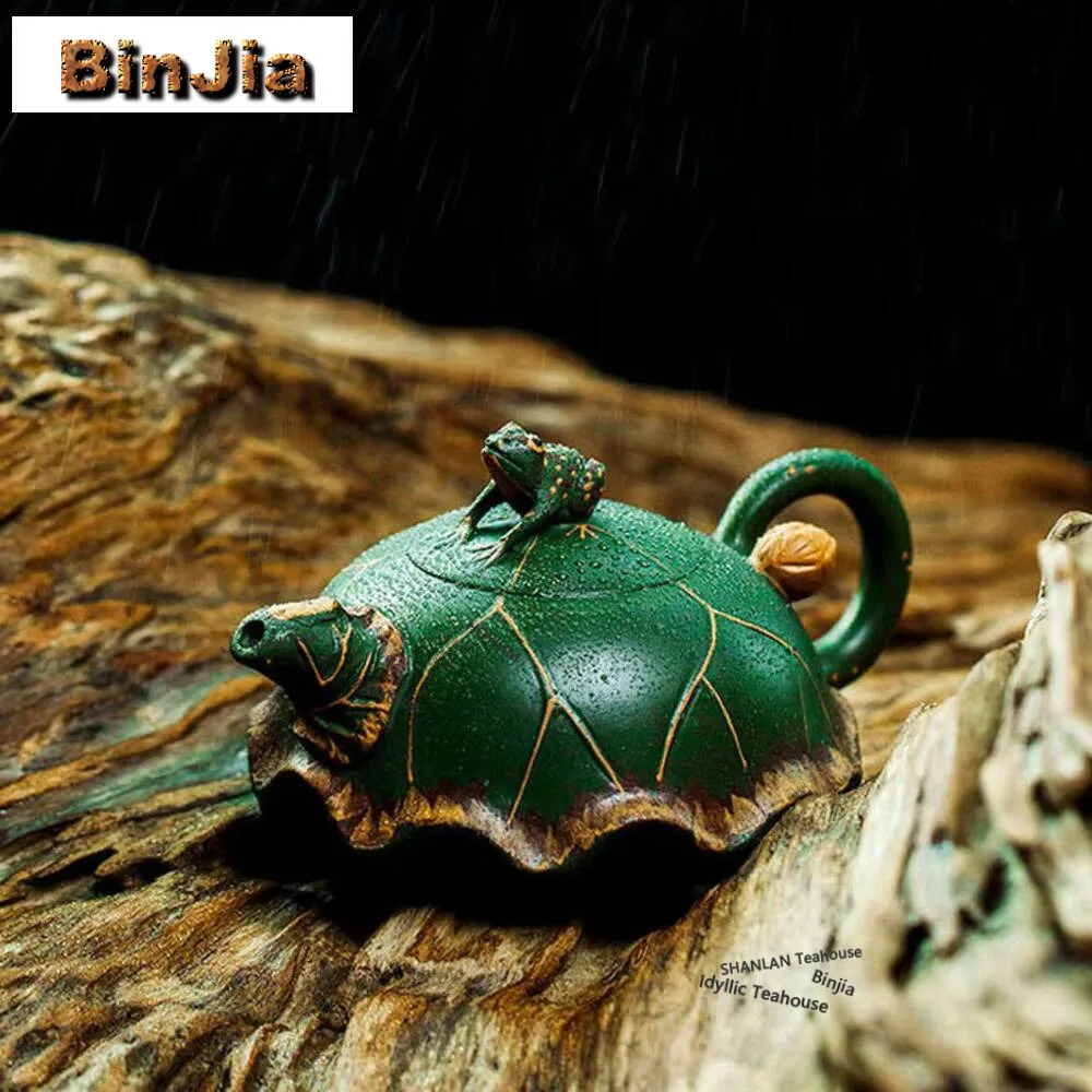 290ml High Quality Yixing Purple Clay Tea Pot Hand-carved Frog Filter Tea Infuser Pea Green Teapot Custom Chinese Zisha Teaware