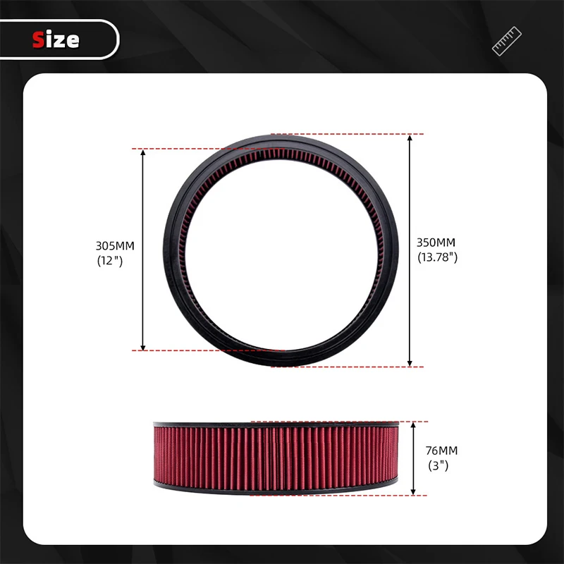 Washable High‑Flow Round Air Filter Element For 14