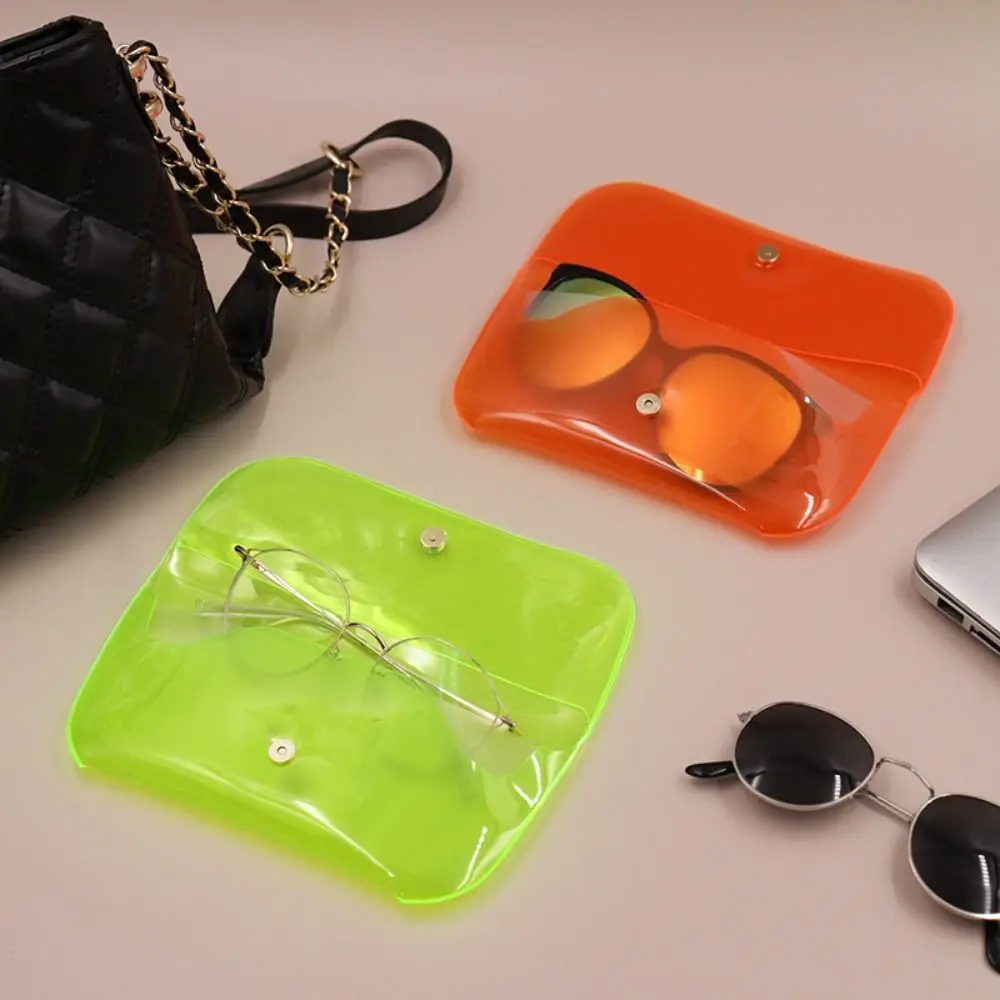 

Transparent Sun Glasses Case High Quality PVC Button Sunglasses Protective Cover Portable Soft Shell Eyewear Storage Bag Girl