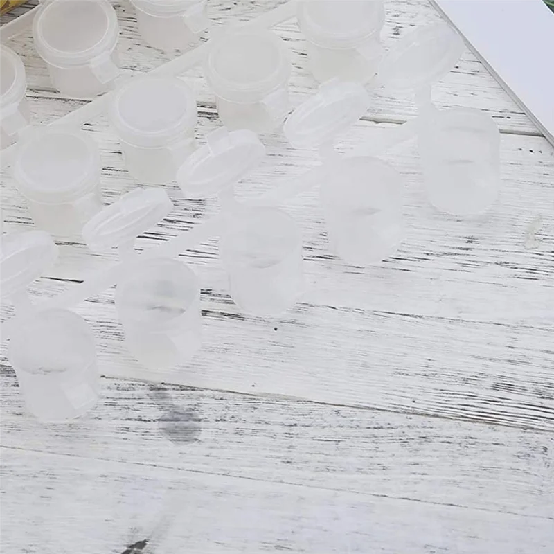 Contenedores de almacenamiento de plástico transparente, 5 tiras, 30 botes vacíos, botes para tazas de pintura, 10Ml/0,35 Oz
