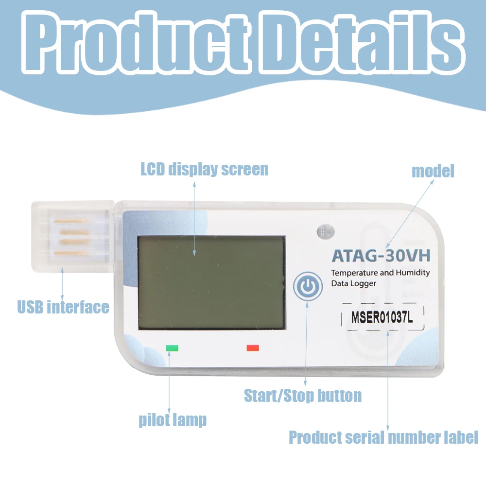 180 Days Temperature & Humidity Data Logger Disposable Single Use Recorder for Cold Chain Storage Transport Monitoring