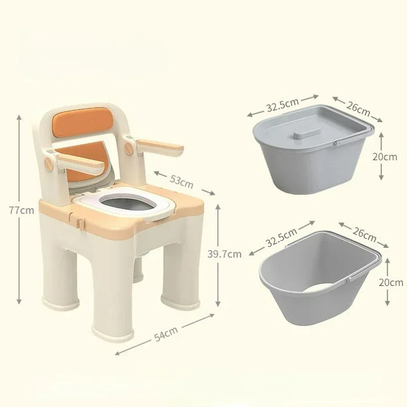 

Disabled Portable Bath Commode Chair For Elderly Luxury Indoor Dual-Use Mobile Toilet With Pregnant Women Soft Backrest Adult