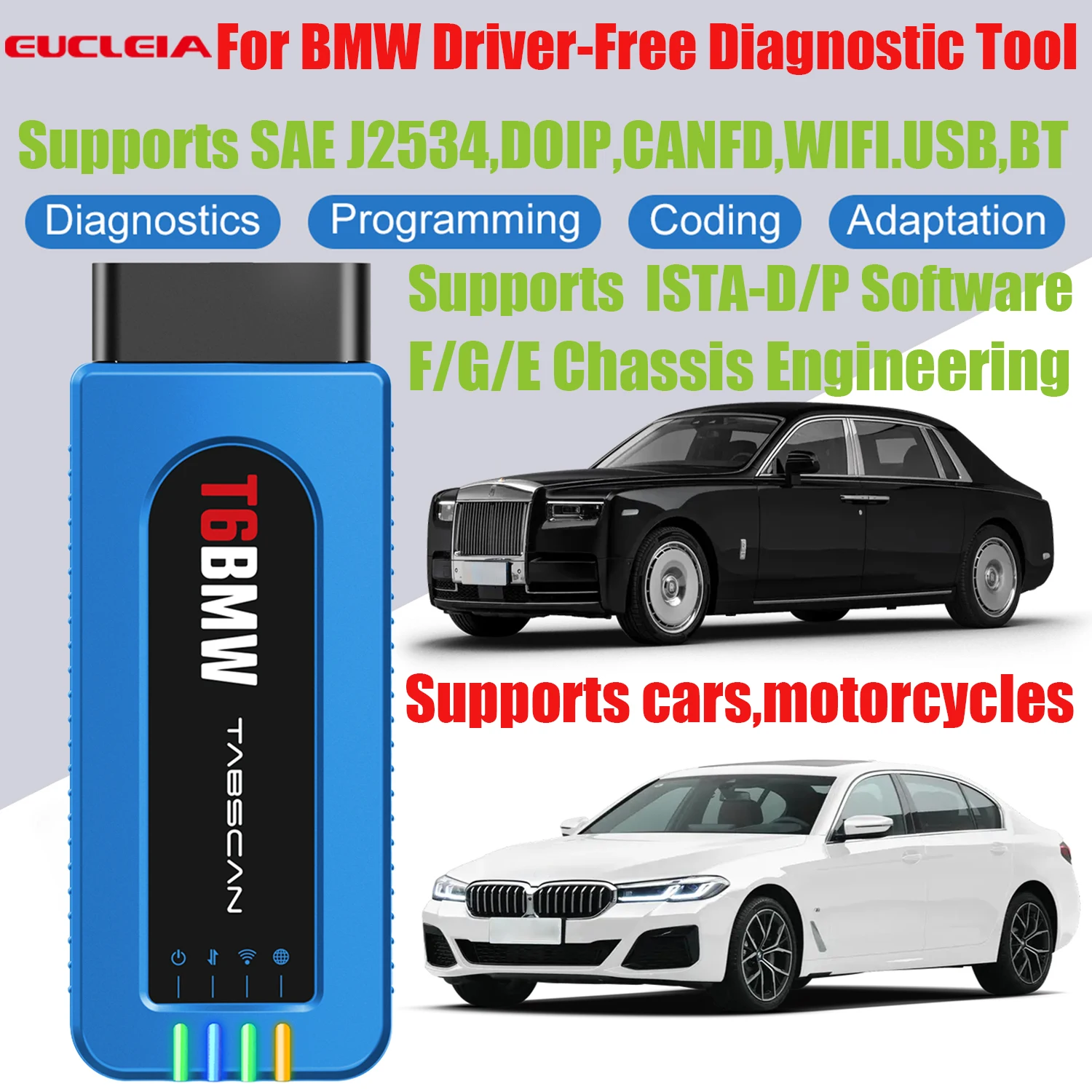 

Инструмент для диагностики и программирования сканера T6BMW без драйверов с DOIP для BMW ICOM может заменить диагностический инструмент ICOM A2 для BMW ICOM