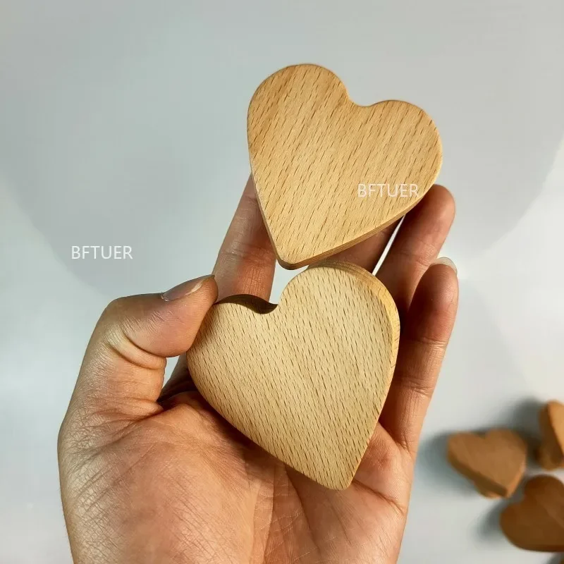 Beautiful Wooden Heart Shape Handles Cabinets Children Room Cupboards Door Pulls for Wardrobes and Decoration Furniture Hardware