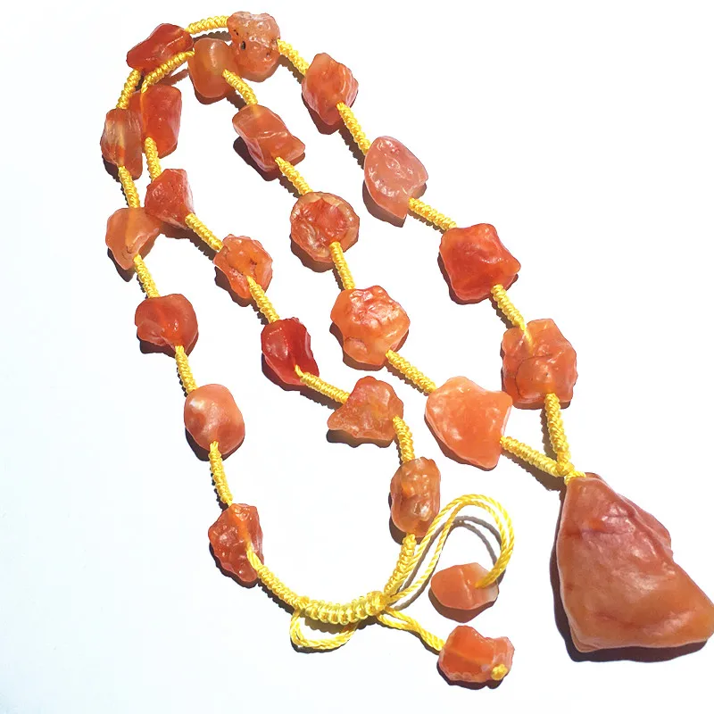 Mongolian Alxa Boutique  Colorful Raisin Agate Original Stone red rock sugar agate Jewelry  Necklace or sweater chain for Women