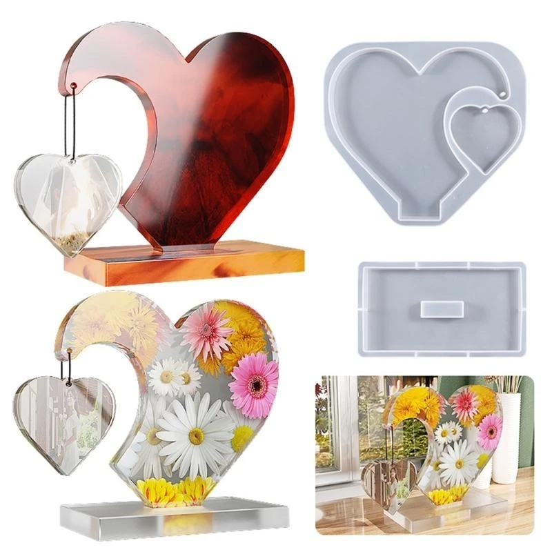 

3XUA Semi-stereoscopic Love Splicing Photo Frame Silicone Mold for DIY Craft Jewelry