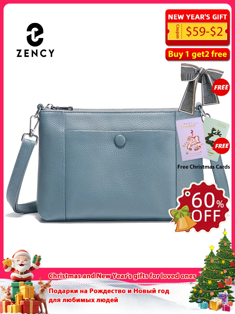 

Zency Minimalist Women Purse 2025 Spring Shoulder Square Cross Over Bag 100% Genuine Leather Small Phone Bag For Commuters Hot