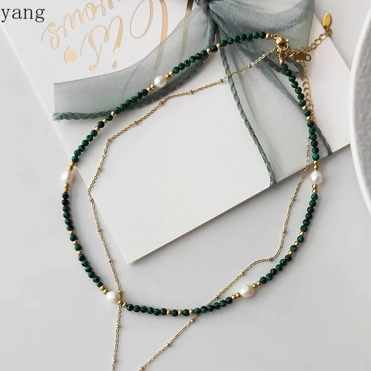 CX retro necklace women's natural stone beaded pearl collarbone chain versatile temperament jewelry