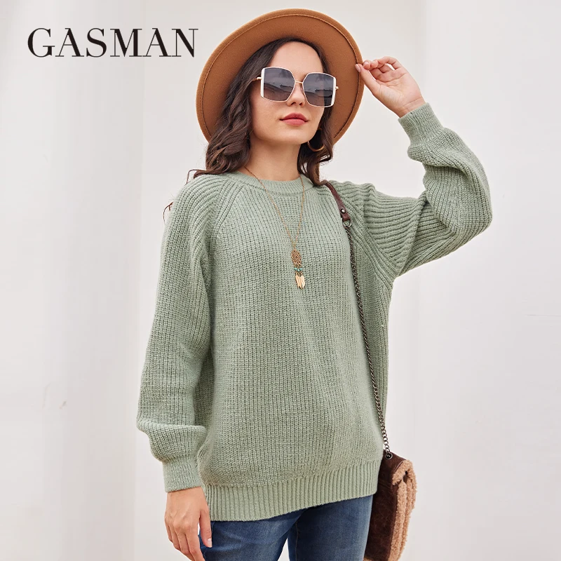 GASMAN 2023 Spring Women\'s Sweater Soft Skin-friendly Round Neck Top Fashion Short Slim High Quality Ladies Pullover AW005