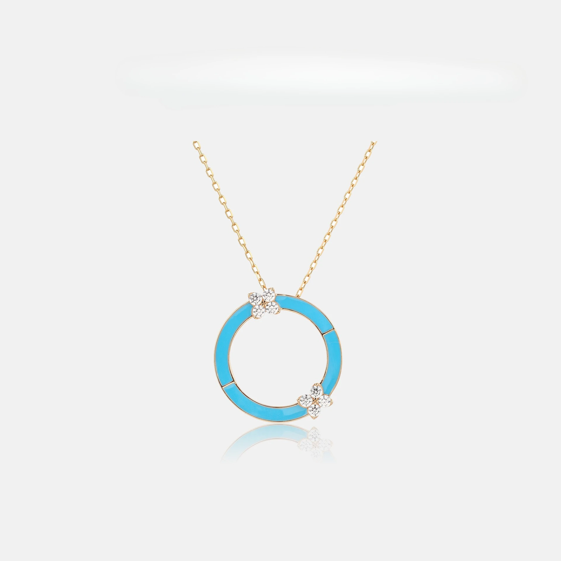 New S925 Pure Silver Necklace, Light Luxury, High-end, Fashionable, Baked Paint, Round Necklace, Wedding Jewelry