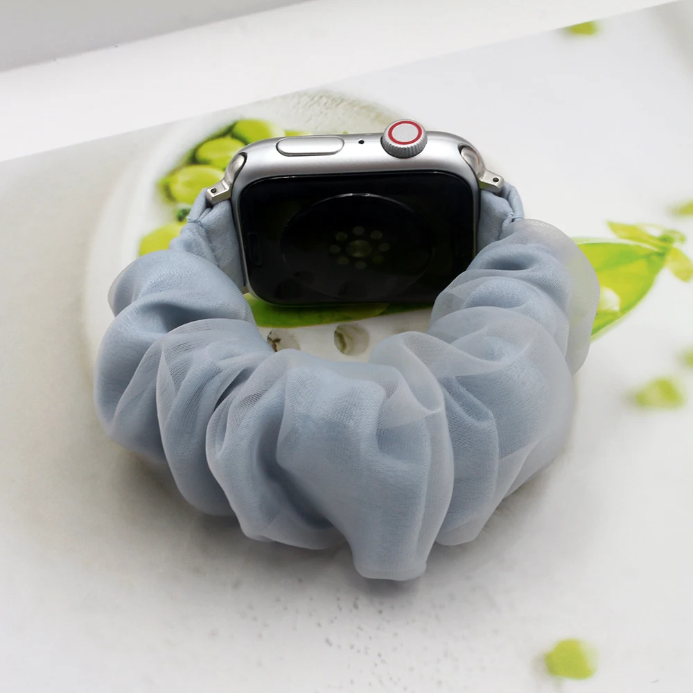الأزرق 42 مللي متر iWatch 10 Scrunchies شريط مرن لساعة أبل الفرقة سلسلة 9 8 7 6 5 4 3 سوار مطاطا حزام الساعات 41 مللي متر 38 مللي متر 46 مللي متر