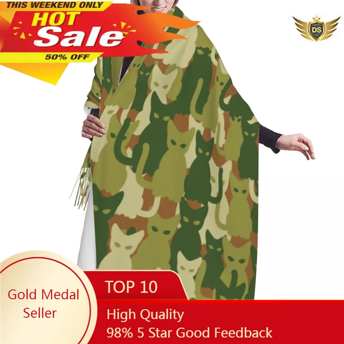 Autunno inverno sciarpe calde gatti militari esercito modello mimetico moda scialle nappa sciarpe avvolgere collo fascia hijab stola