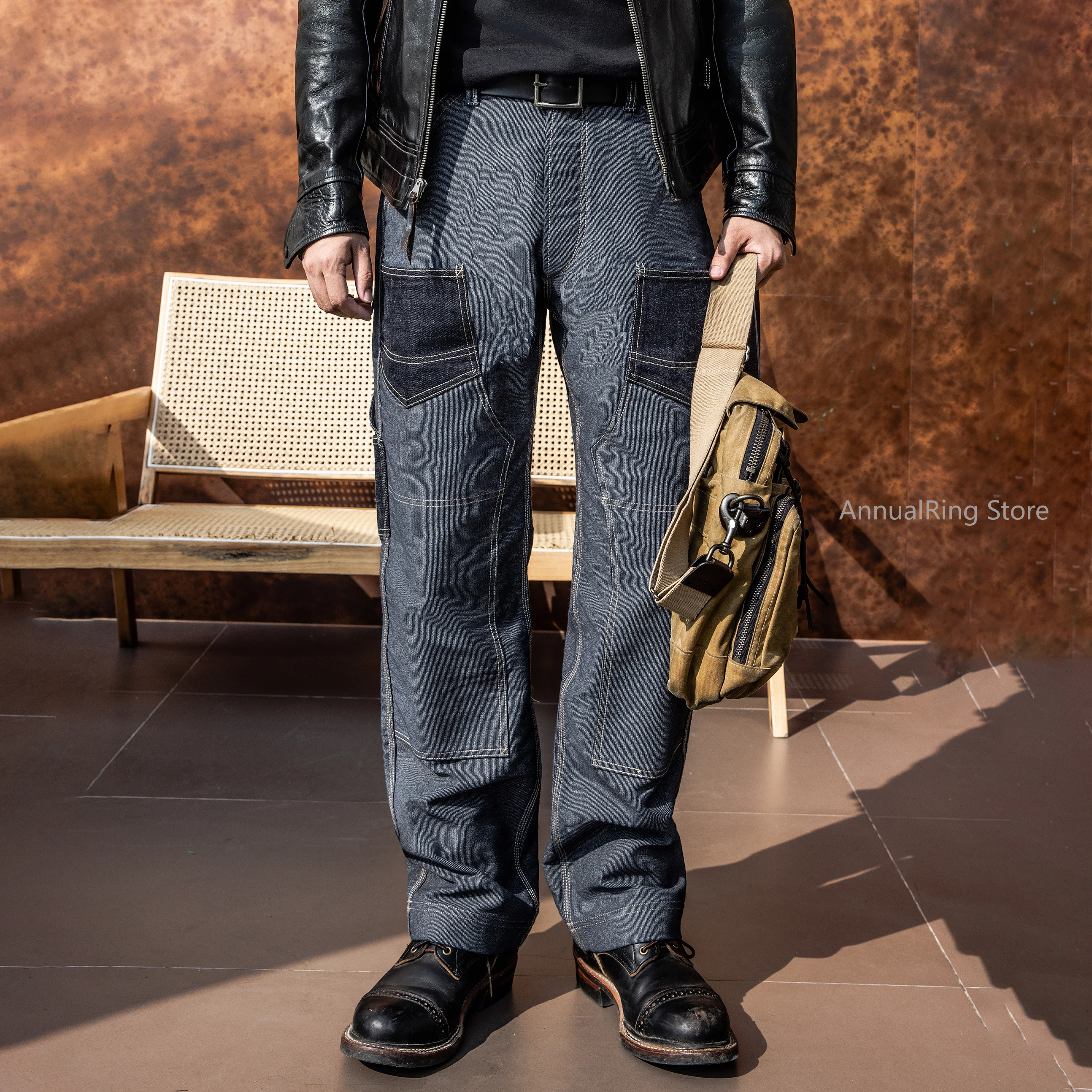 

Красные рабочие брюки Tornado Hickory в полоску Derrickman, свободные прямые американские повседневные брюки в стиле ретро с перцем и солью