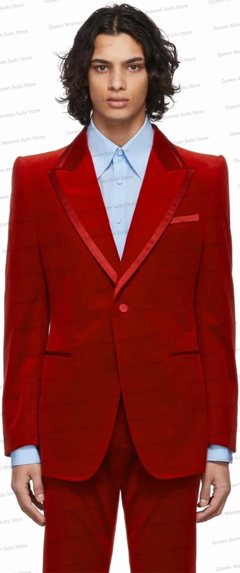 Conjunto de terno vermelho veludo masculino, sinuca de casamento, blazer, um botão, jaqueta e calças, custom made, casaco de baile, 2 peças