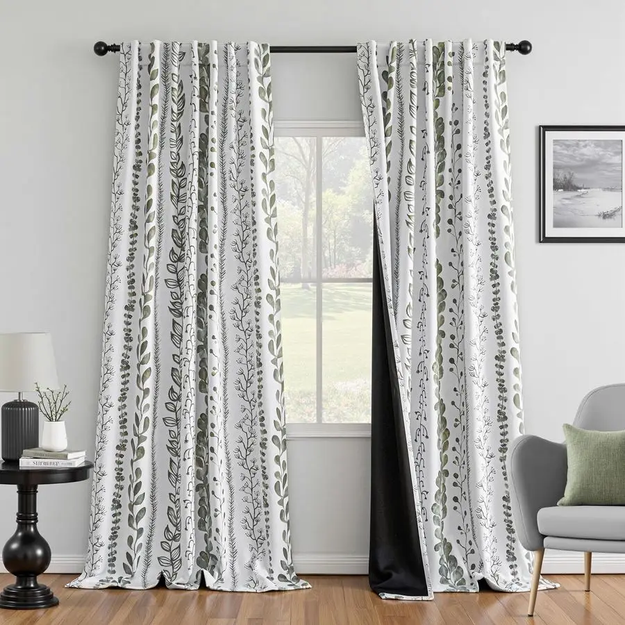 

Sage Green Blackout Curtains 84 Inches Long 2 Panels Boho Curtains for Living Room Thermal Insulated Privacy Protection Rod Pock