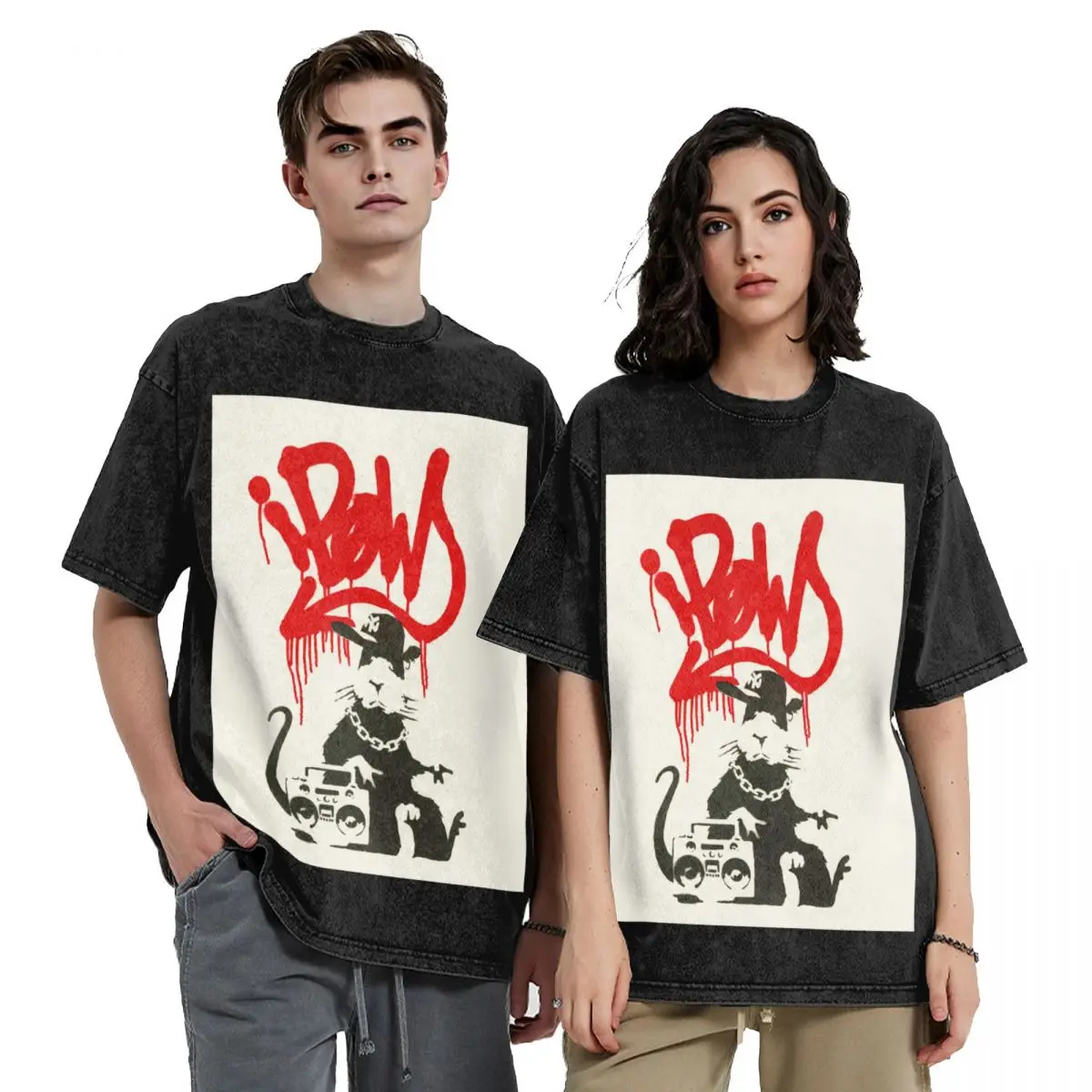 

Banksy Gangsta Rat Art T-Shirt summer top Blouse oversize t-shirts man heavyweight t shirts for men