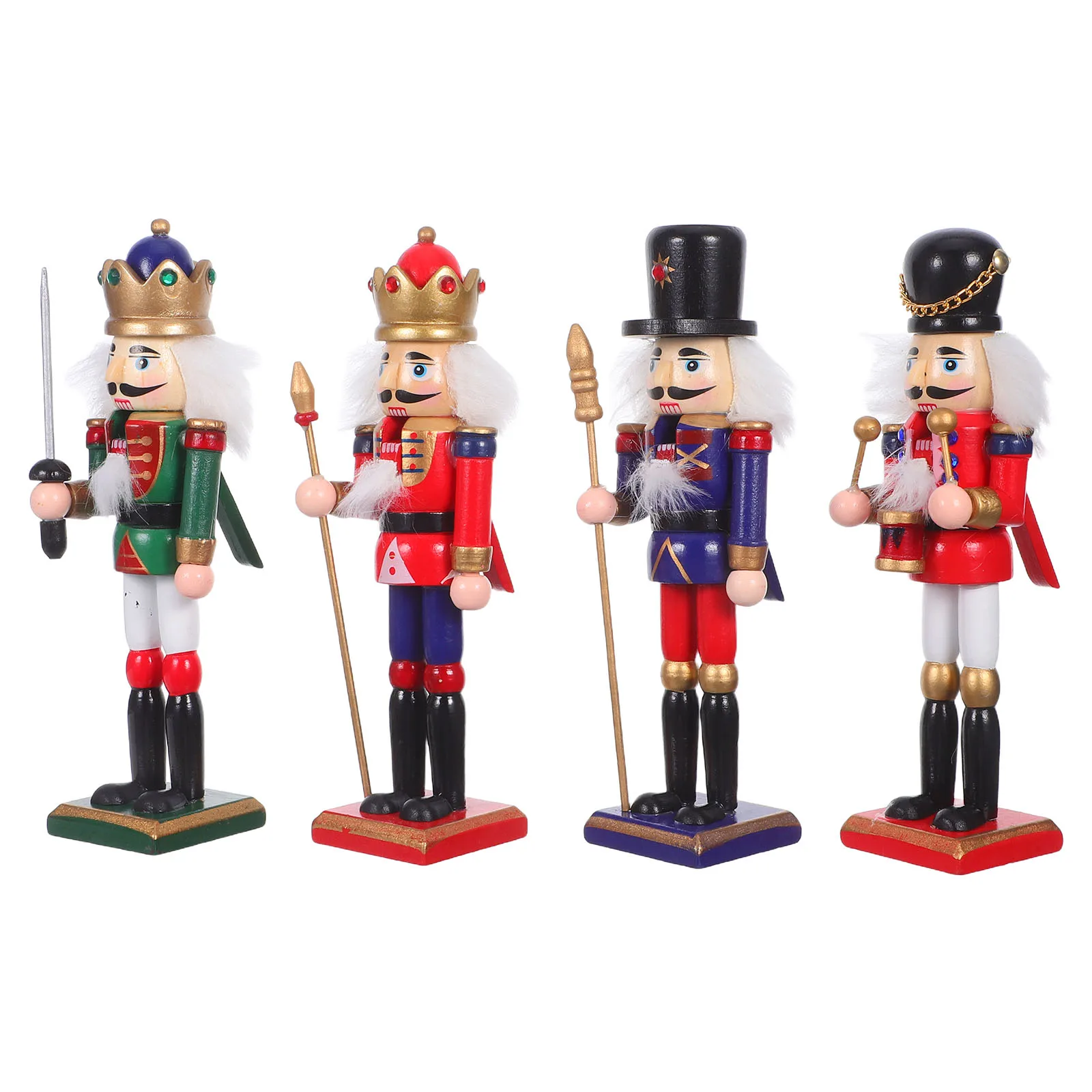 

4pcs Wooden Christmas Decoration Small Nutcracker Figures Diy Soldier Puppet For Xmas Table Fireplace Shelf Centerpiece