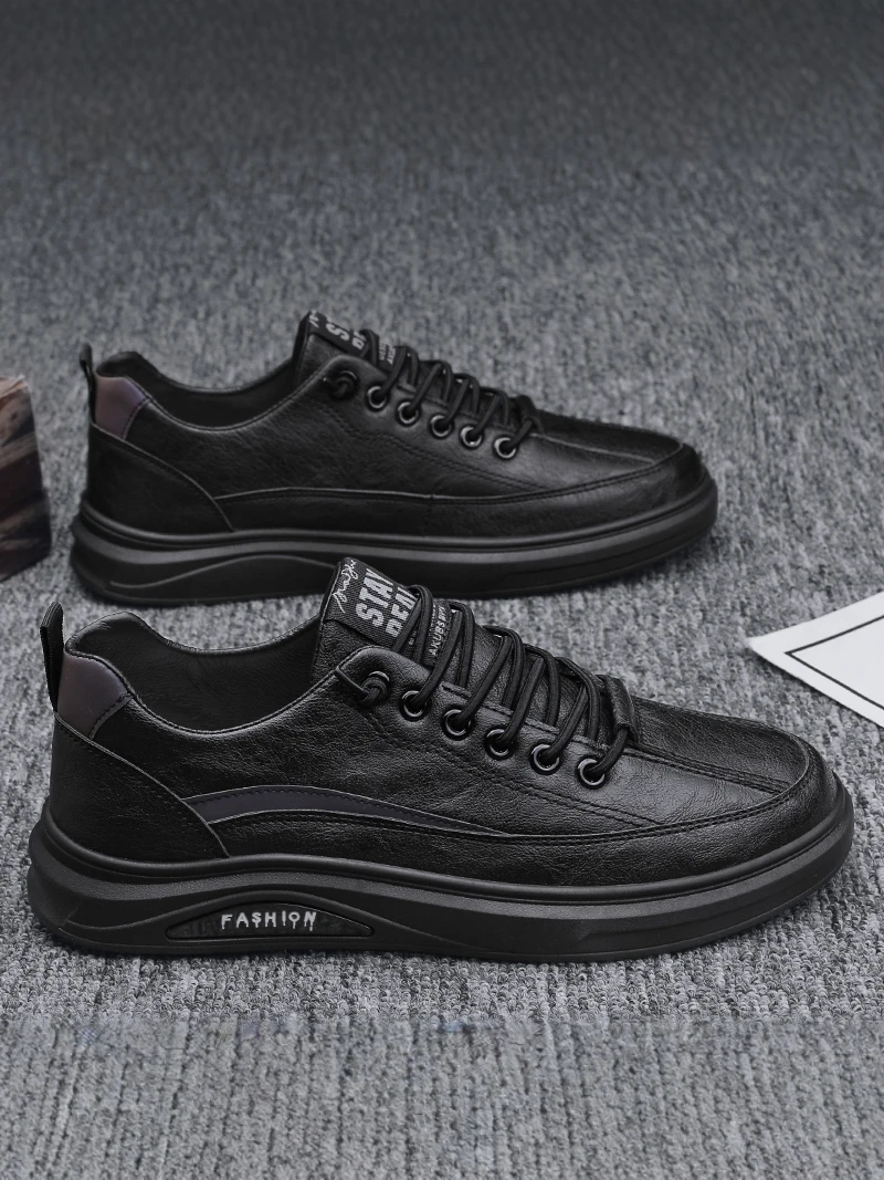 

Men's Chef Shoes Anti-Slip Waterproof Oil-Resistant Black Casual Sports Slip-On Leather Shoes Comfortable Breathable Rubber Sole