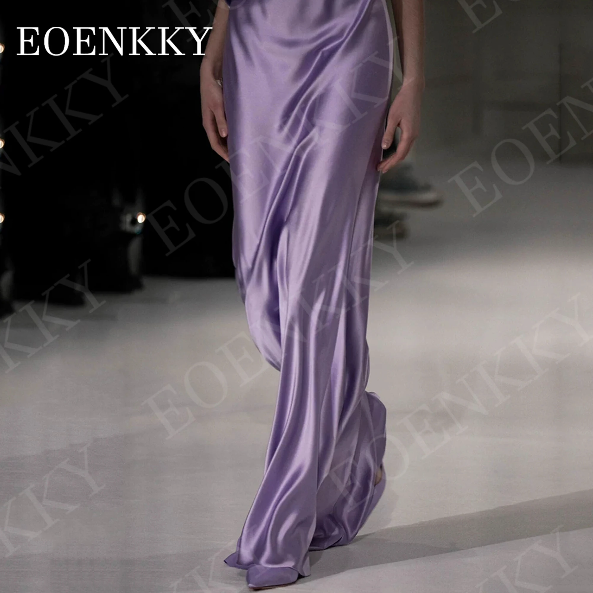 EOENKKY-Robe de Soirée Sexy en Satin pour Occasions Spéciales Tenue Simple à Col en V Longueur au Sol Style Dubaï Simple satin robe de soirée Dubaï sexy V - neck sans manches sirène occasion spéciale robe glisser longu