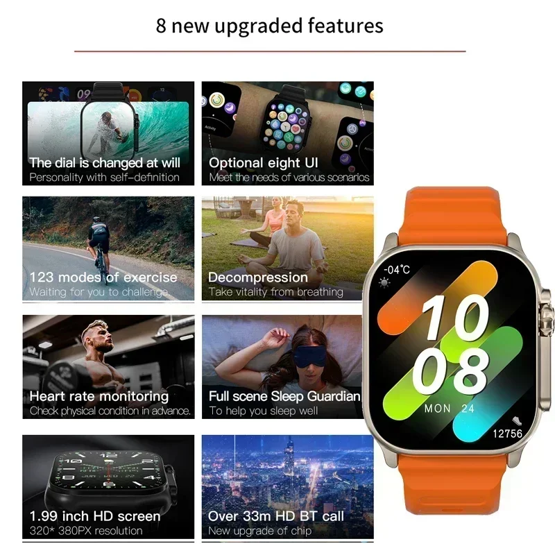 2024 Newest IWO Ultra 9 Gen 2 Smart Watch Men 49mm 2.2 inch HD Screen GPS NFC Waterproof Smartwatch Sports Fitness Watch PK HW8