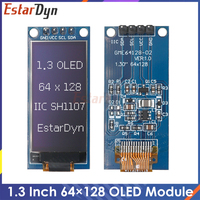 Pre-soldered Pins SH1107 1.3 Inch Whit OLED Display 64x128 I2C for Arduino ESP32 ESP8266 Raspberry Pi DIY