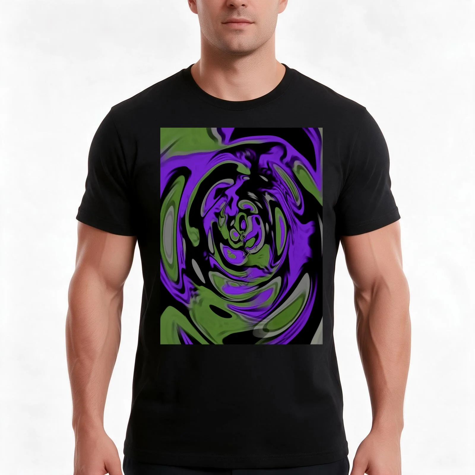 Composition in purple and green T-Shirt Summer Casual Cotton Tee Oversized Streetwear Tops Vintage Graphic Print 100% Cotton