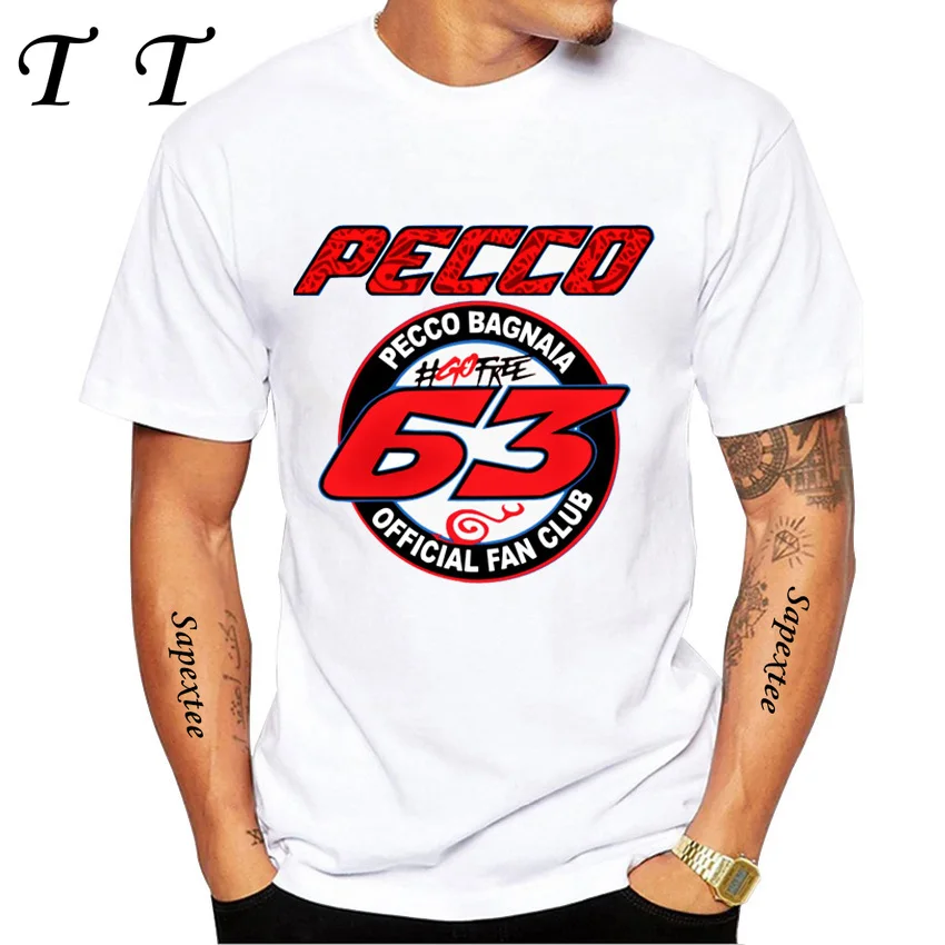 Pecco Bagnaia 63 Francesco 2025 بطل العالم هدية كلاسيكي تي شيرت الصبي عادية تي شيرت Harajuku دراجة نارية الرياضة الأبيض المحملة