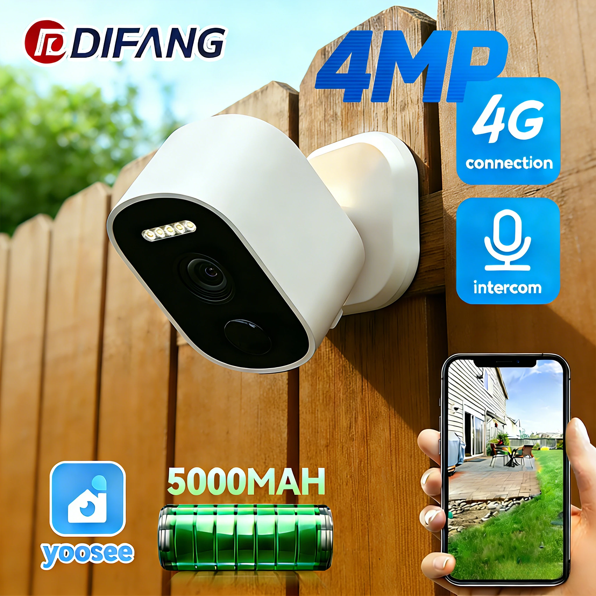 

Yoosee 4G Battery Camera Mini Video Monitor 5000MaH Battery Security Protection 4G Wireless Surveillance IP CCV Cam