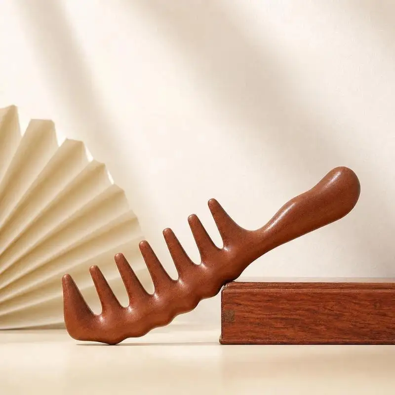Natural Red Sandalwood Massage Comb 1Pcs Handmade Lightweight Detangler for Business Trip Hair Care
