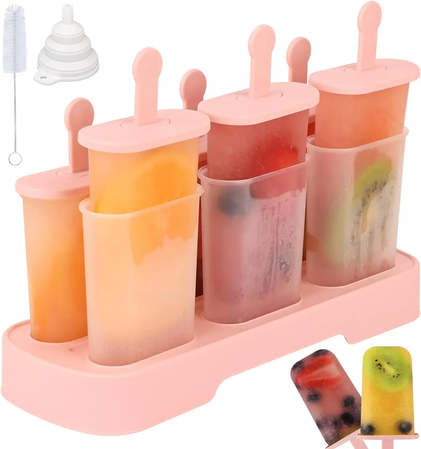 

6 PCS Popsicle Molds Set, Homemade Ice Cream Mould with Sticks, Easy Release, BPA Free, Pink