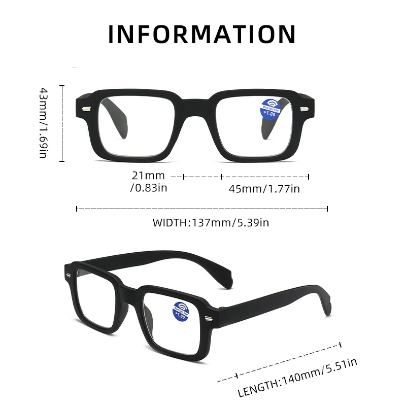 2025 Neue Brille mit quadratischem Rahmen, modische Brille, vielseitige einfache quadratische Lesebrille 315 – Detail 5