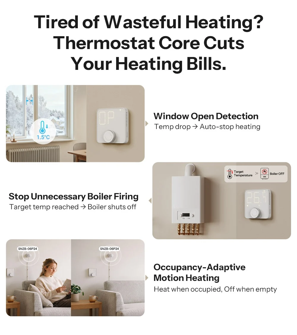 SONOFF Zigbee Smart Thermostat für Heizkessel und Fußbodenheizung TP-WGZBA Matter App-Steuerung Intelligenter Zeitplan Alexa Google Home – Detail 5