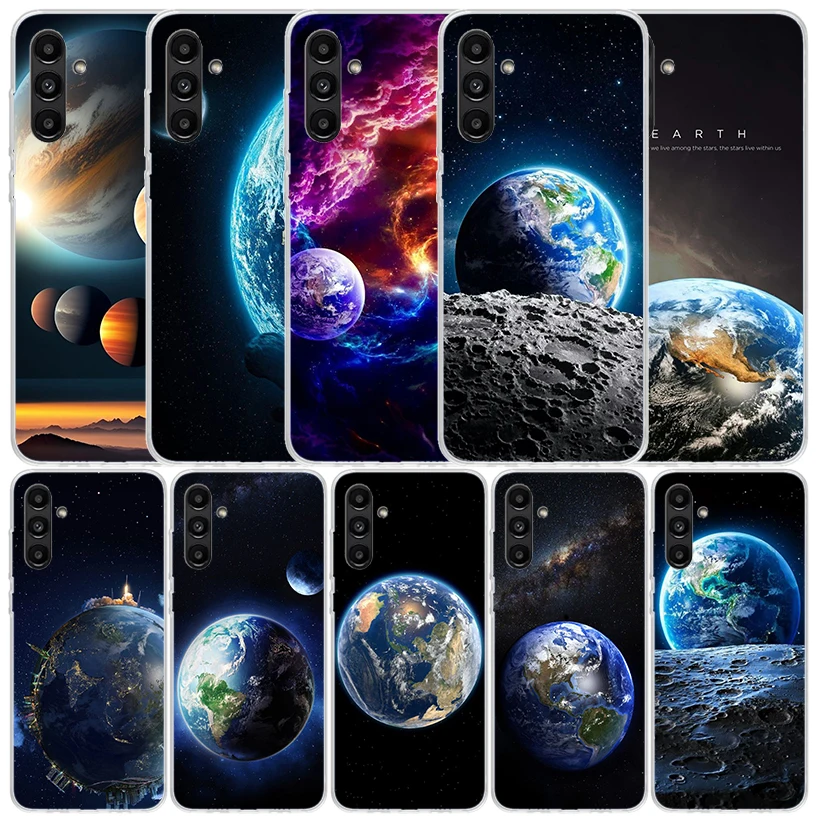 Earth Stars Space Phone Case For Samsung Galaxy A15 A14 A13 A12 A55 A54 A53 A52 A35 A34 A33 A32 A25 A24 A23 A22 A04S A03S A02S