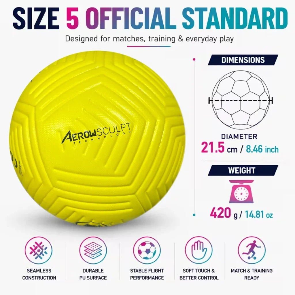 High Quality Size 5 Soccer Ball Official PVC Wear Resistant Outdoor Sports Football Training Match Football