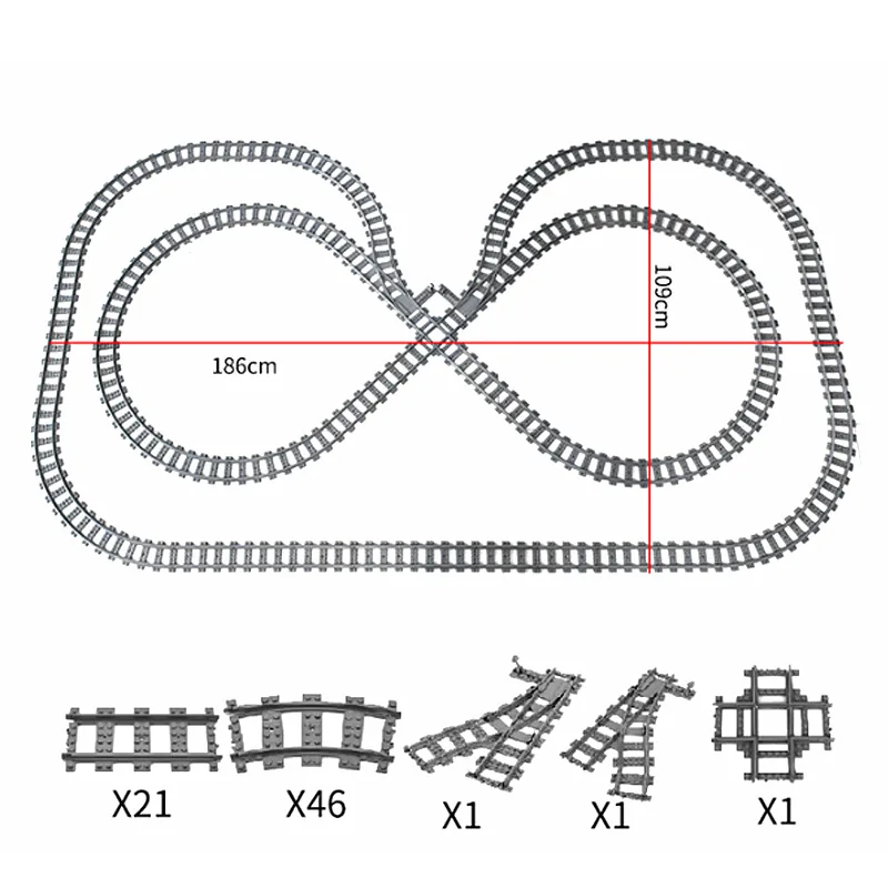 Compatibel Met Lego-Treinrailcombinatie Scène Moc Bouwstenen Diy Cross-Track Spoorbrug Stenen Speelgoed Treinwagon